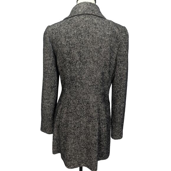 Chaber Wool Mulberry Silk Embroidered Tweed Longline Coat Gray Blue Size S - Picture 6 of 12